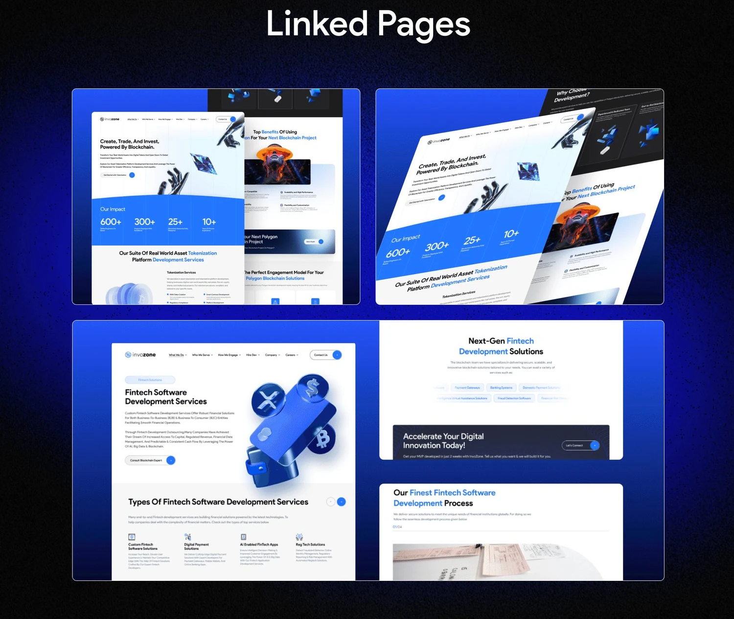 The same system carried into linked fintech and RWA pages.